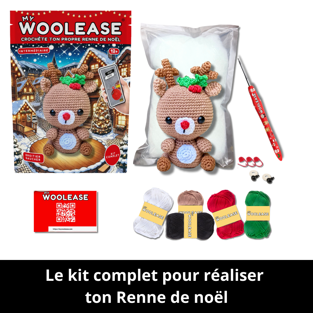 Kit de Crochet  - Tuto Vidéo 4K - Rudolphe Le Renne de Noël | My Woolease