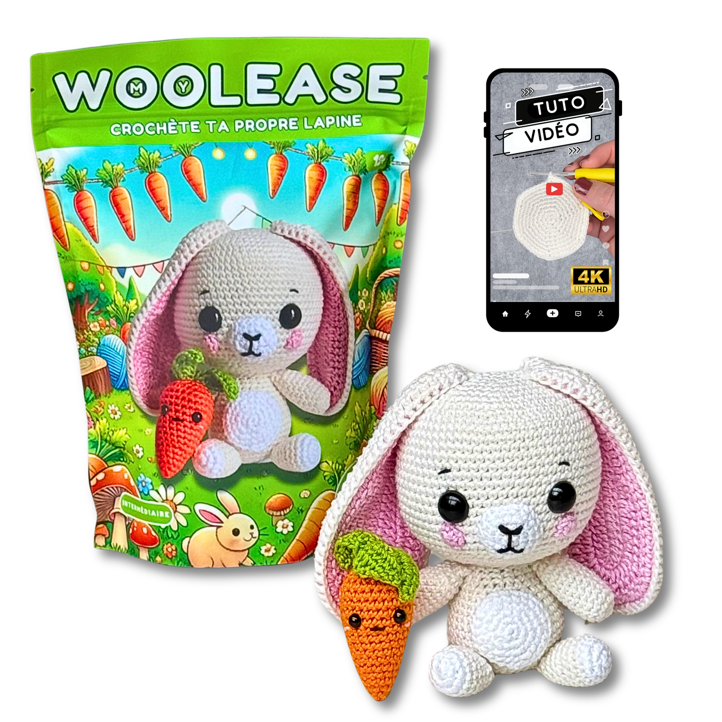 Kit de Crochet - Tuto Vidéo 4K - Flora la Lapine | My Woolease