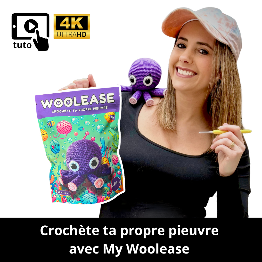 Kit de Crochet - Tuto Vidéo 4K - Coraline la pieuvre | My Woolease