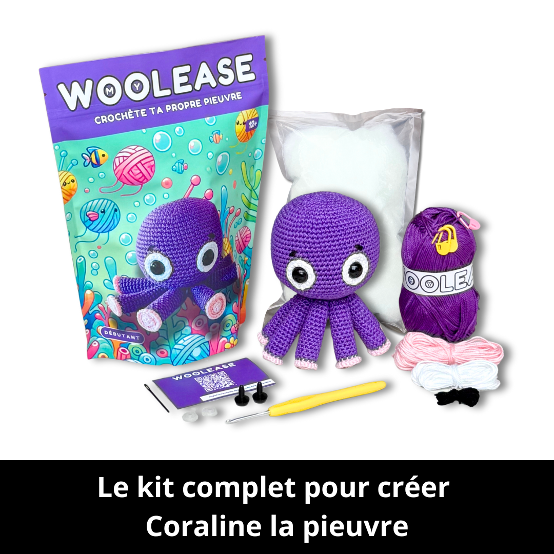 Kit de Crochet - Tuto Vidéo 4K - Coraline la pieuvre | My Woolease