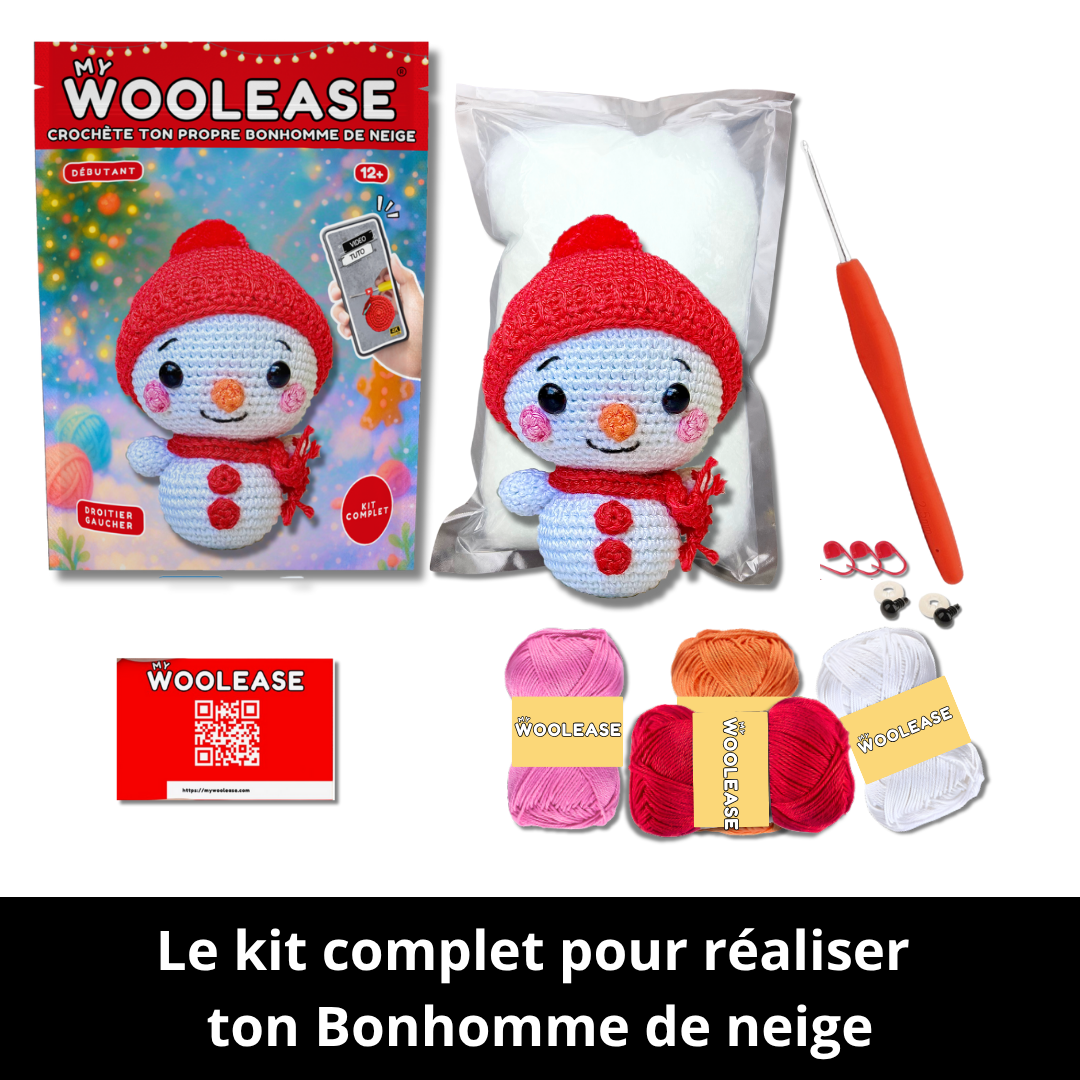 Kit de Crochet - Tuto Vidéo 4K - Bonhomme de Neige | My Woolease