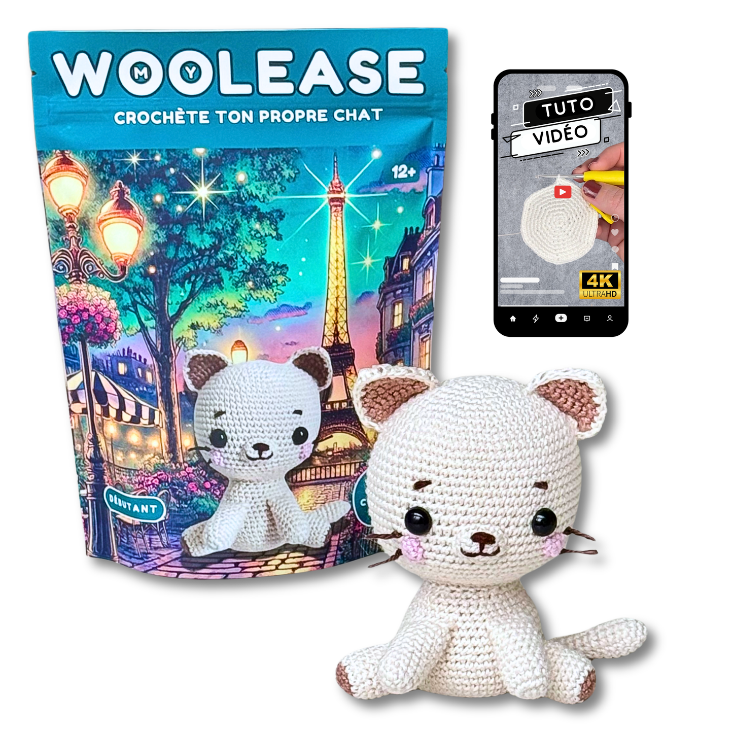 Kit de Crochet - Tuto Vidéo 4K - Taïga le chat | My Woolease