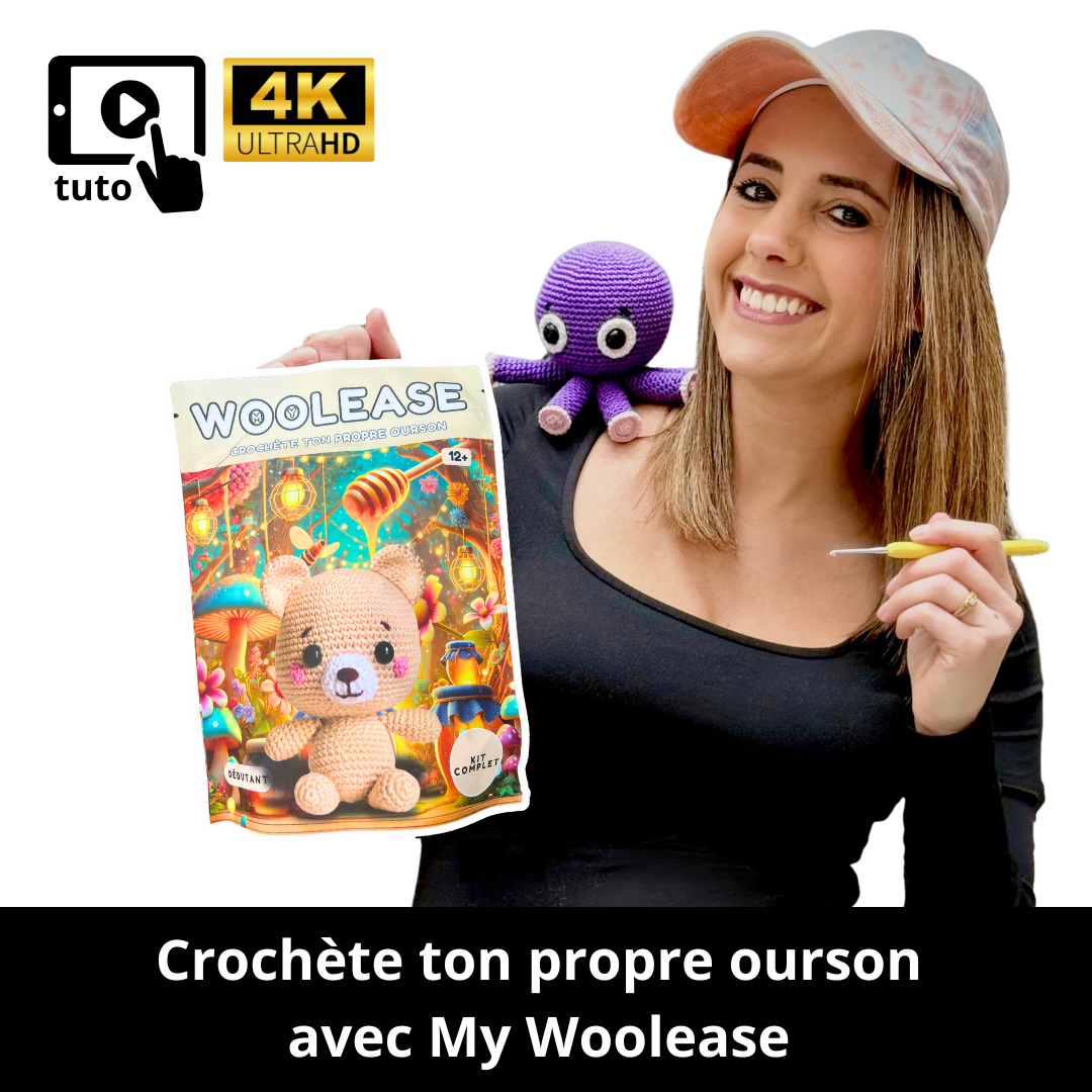 Kit de Crochet - Tuto Vidéo 4K - Eddy l'Ourson | My Woolease