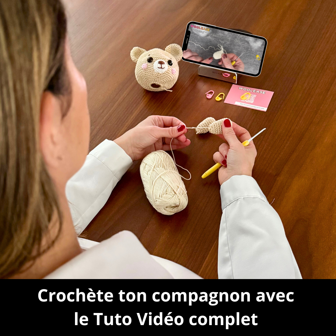 Kit de Crochet - Tuto Vidéo 4K - Eddy l'Ourson | My Woolease
