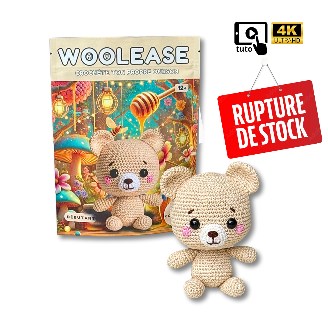 Kit de Crochet - Tuto Vidéo 4K - Eddy l'Ourson | My Woolease